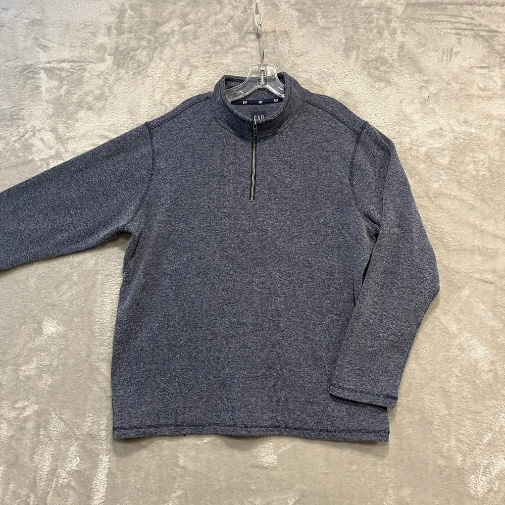 Gap Quarter Zip Pullover Mens XL Blue Heather Marl Cotton Blend Sweater